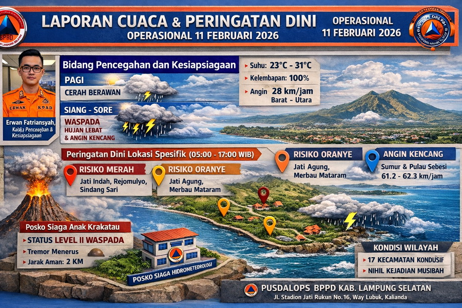 BPBD Lampung Selatan Rilis Laporan Cuaca